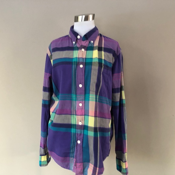 Shirt Small Abercrombie & Fitch Madras Plaid - Picture 3 of 9